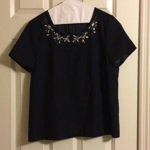 Jeweled Collar J Crew Top